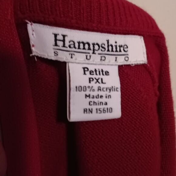 Hampshire Studio Mock Neck Sweater-Petite XL-Zip Back-Red-Classic-Minimal - Picture 6 of 7